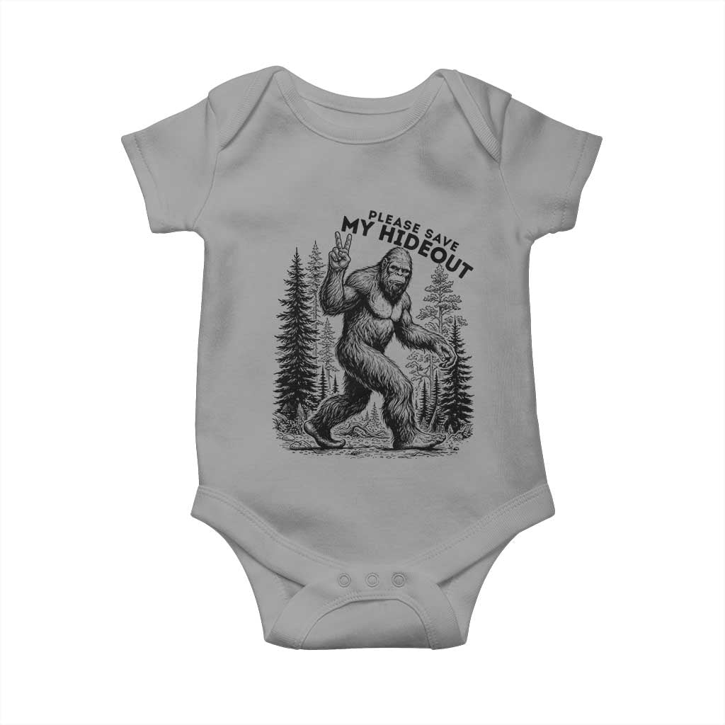 Please Save My Hideout Baby Onesie Bigfoot Forest Protector TS12 Sport Gray Print Your Wear