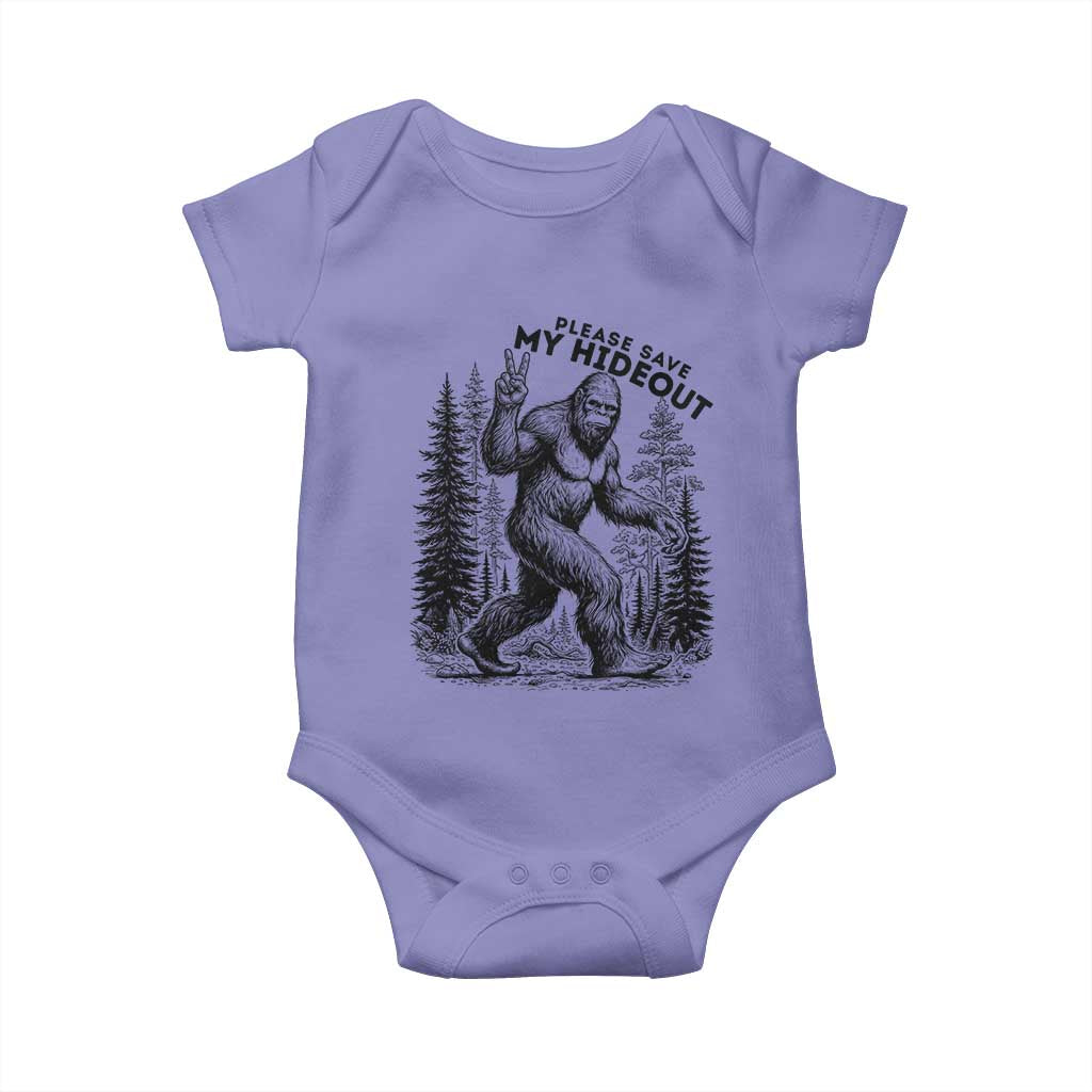 Please Save My Hideout Baby Onesie Bigfoot Forest Protector TS12 Violet Print Your Wear