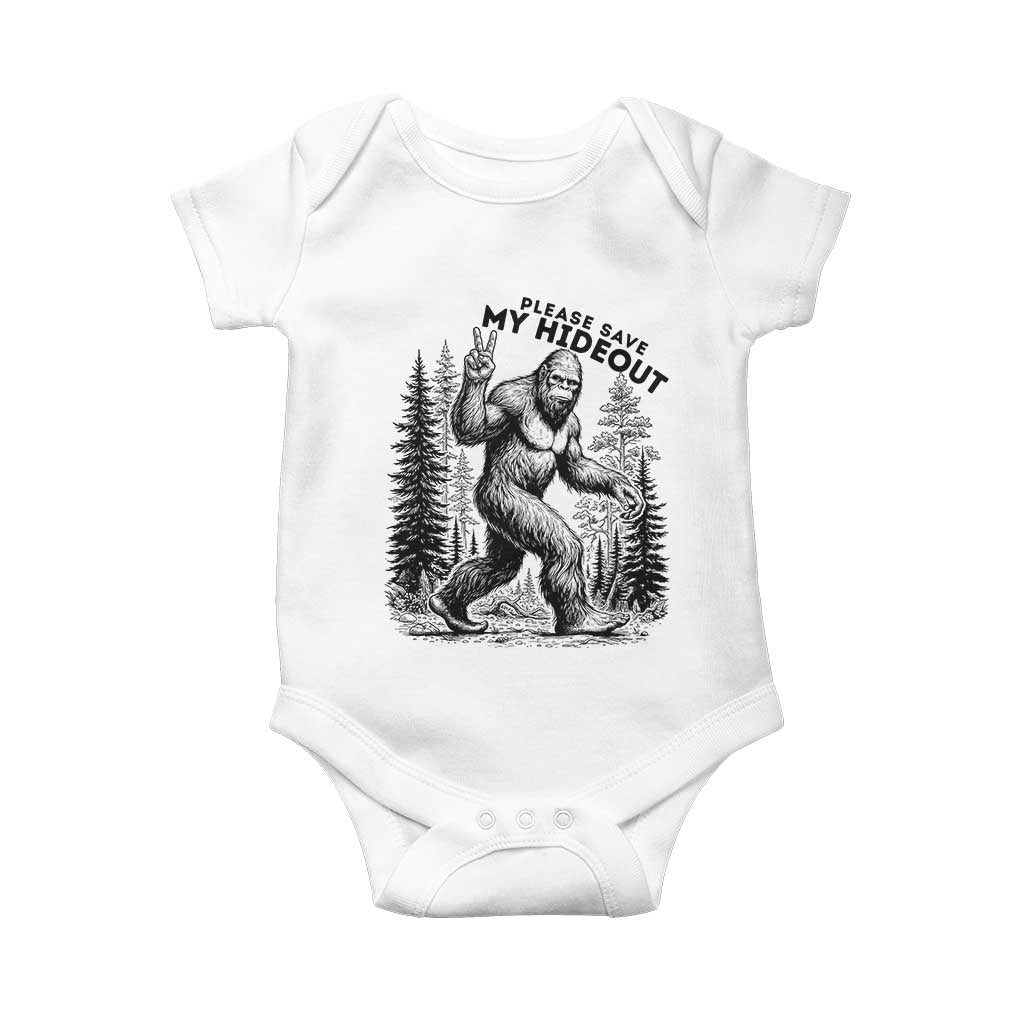 Please Save My Hideout Baby Onesie Bigfoot Forest Protector TS12 White Print Your Wear