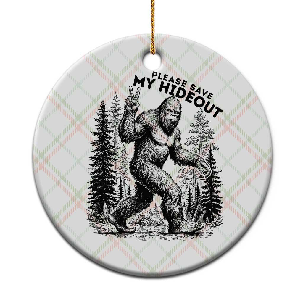 Please Save My Hideout Ceramic Ornament Bigfoot Forest Protector TS12 1pc Christmas Plaid Print Your Wear