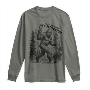 Please Save My Hideout Long Sleeve Shirt Bigfoot Forest Protector TS12 Military Green Print Your Wear