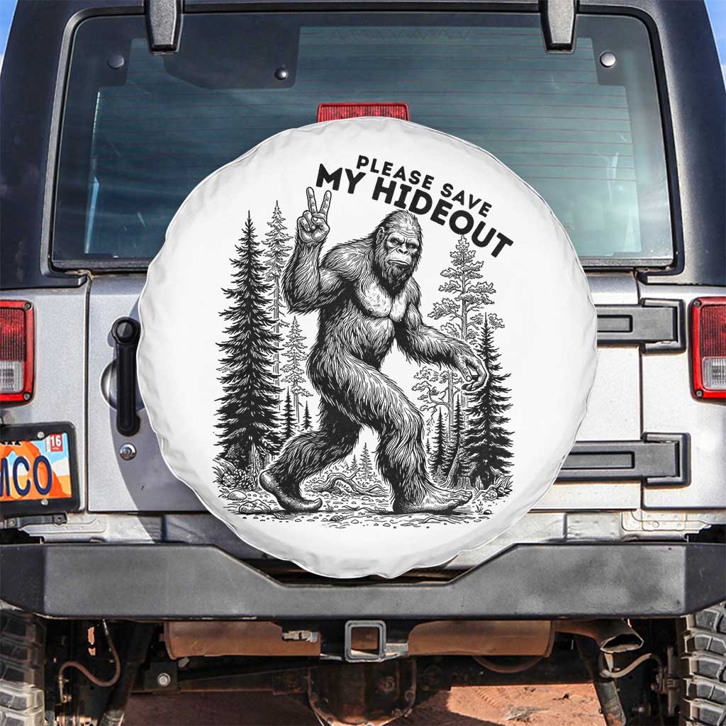Please Save My Hideout Spare Tire Cover Bigfoot Forest Protector TS12 No hole White Print Your Wear
