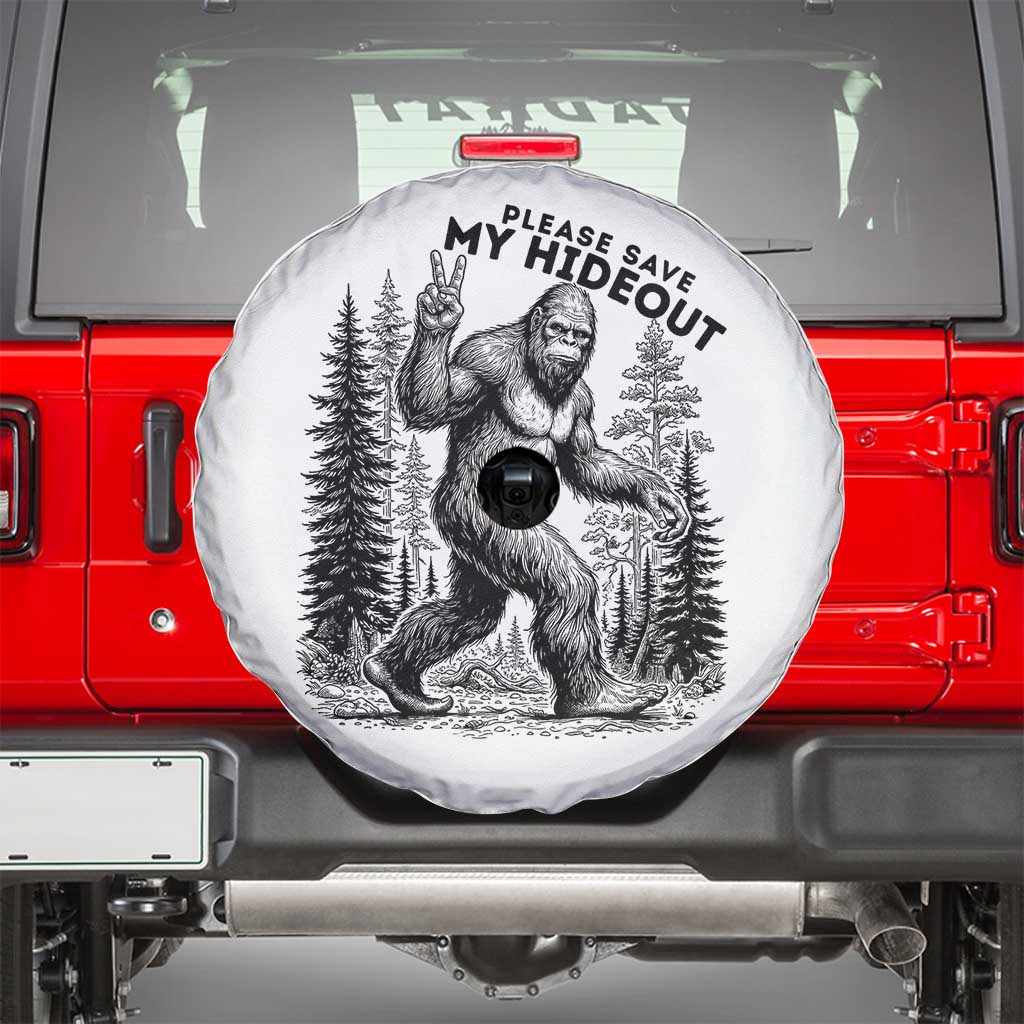 Please Save My Hideout Spare Tire Cover Bigfoot Forest Protector TS12 White Print Your Wear