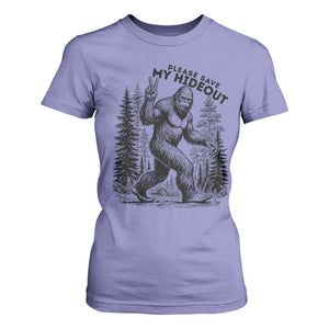 Please Save My Hideout T Shirt For Women Bigfoot Forest Protector TS12 Violet Print Your Wear
