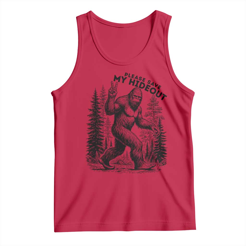 Please Save My Hideout Tank Top Bigfoot Forest Protector TS12 Red Print Your Wear