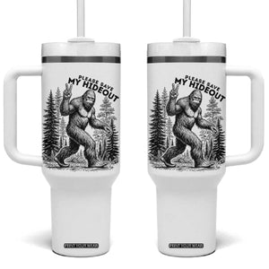 Please Save My Hideout Tumbler With Handle Bigfoot Forest Protector TS12 One Size: 40 oz White Print Your Wear