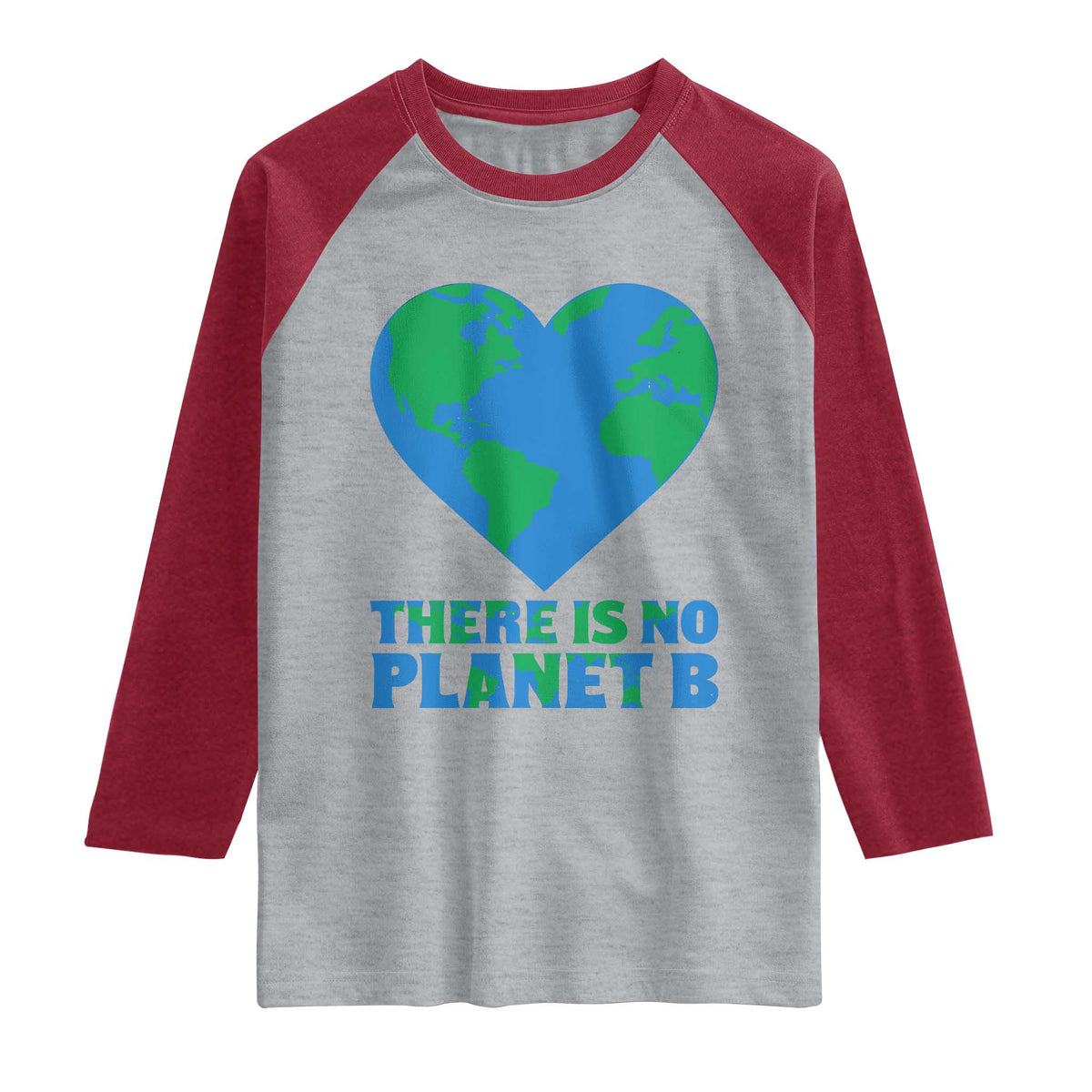 There Is No Planet B Raglan Shirt Earth Day Nature Lover Gift TS12 Heather Gray Heather Red Print Your Wear