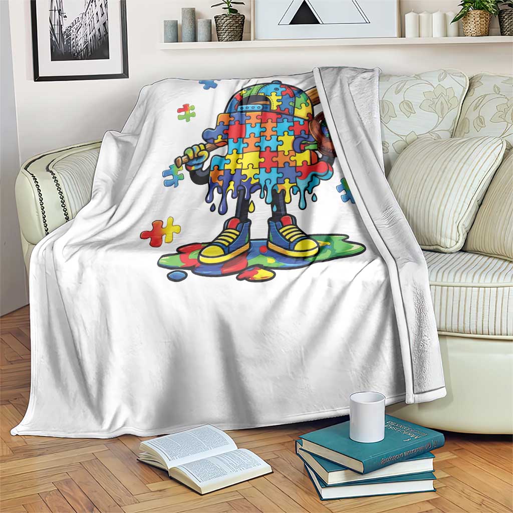 Autism Acceptance Baseball Throw Blanket Colorful Drip Graphic Neurodiversity Support TS12 Print Your Wear