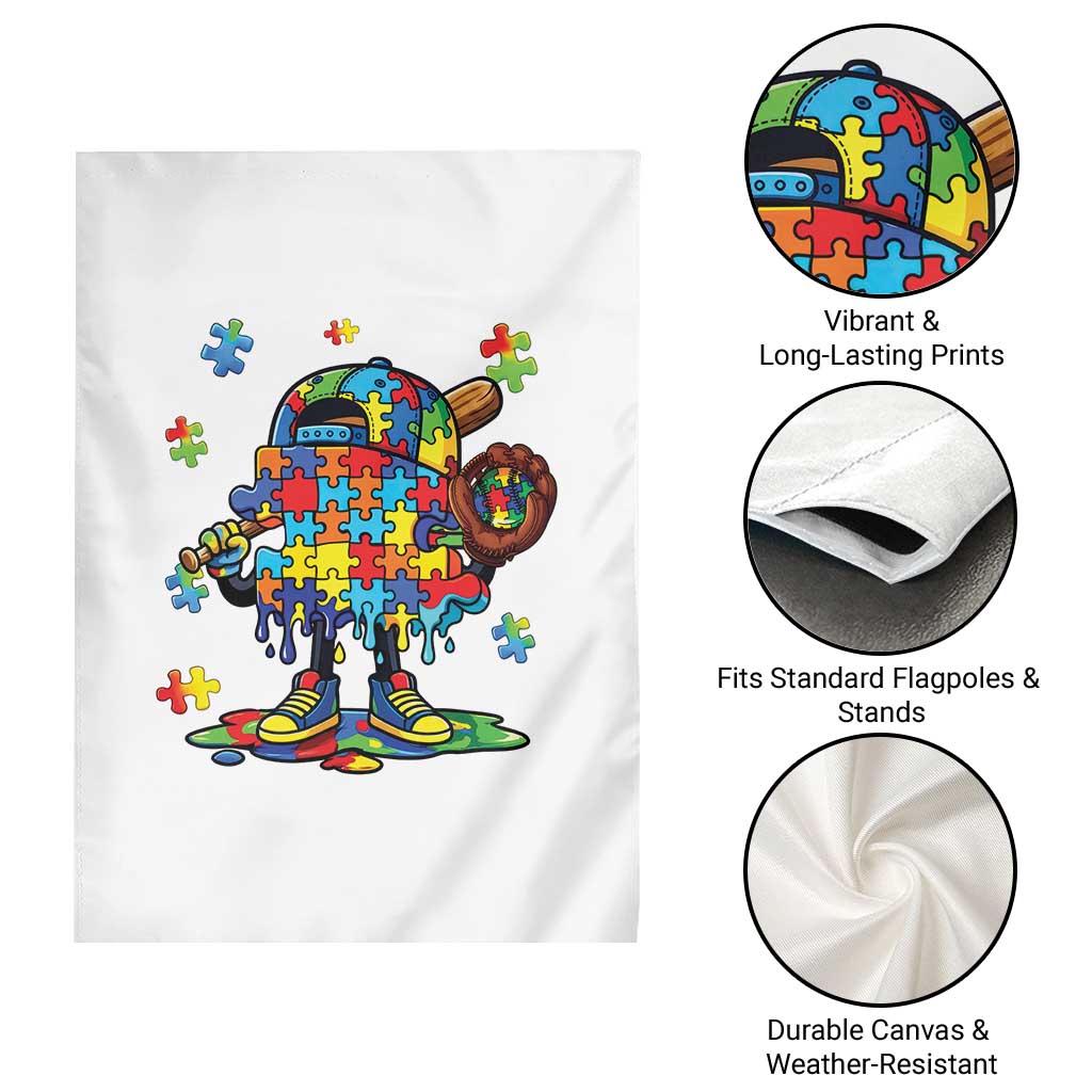 Autism Acceptance Baseball Garden Flag Colorful Drip Graphic Neurodiversity Support TS12 Print Your Wear