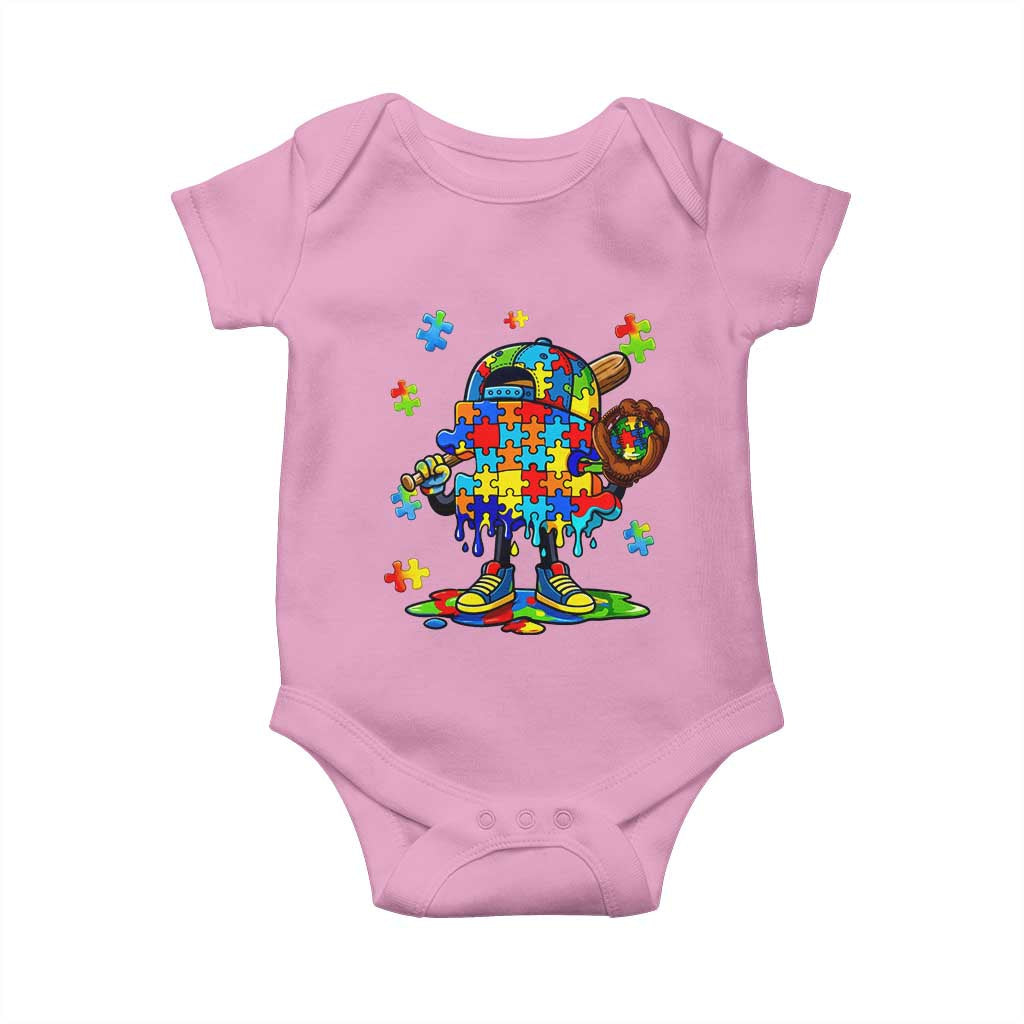 Autism Acceptance Baseball Baby Onesie Colorful Drip Graphic Neurodiversity Support TS12 Light Pink Print Your Wear