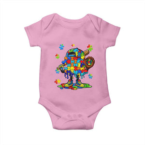 Autism Acceptance Baseball Baby Onesie Colorful Drip Graphic Neurodiversity Support TS12 Light Pink Print Your Wear