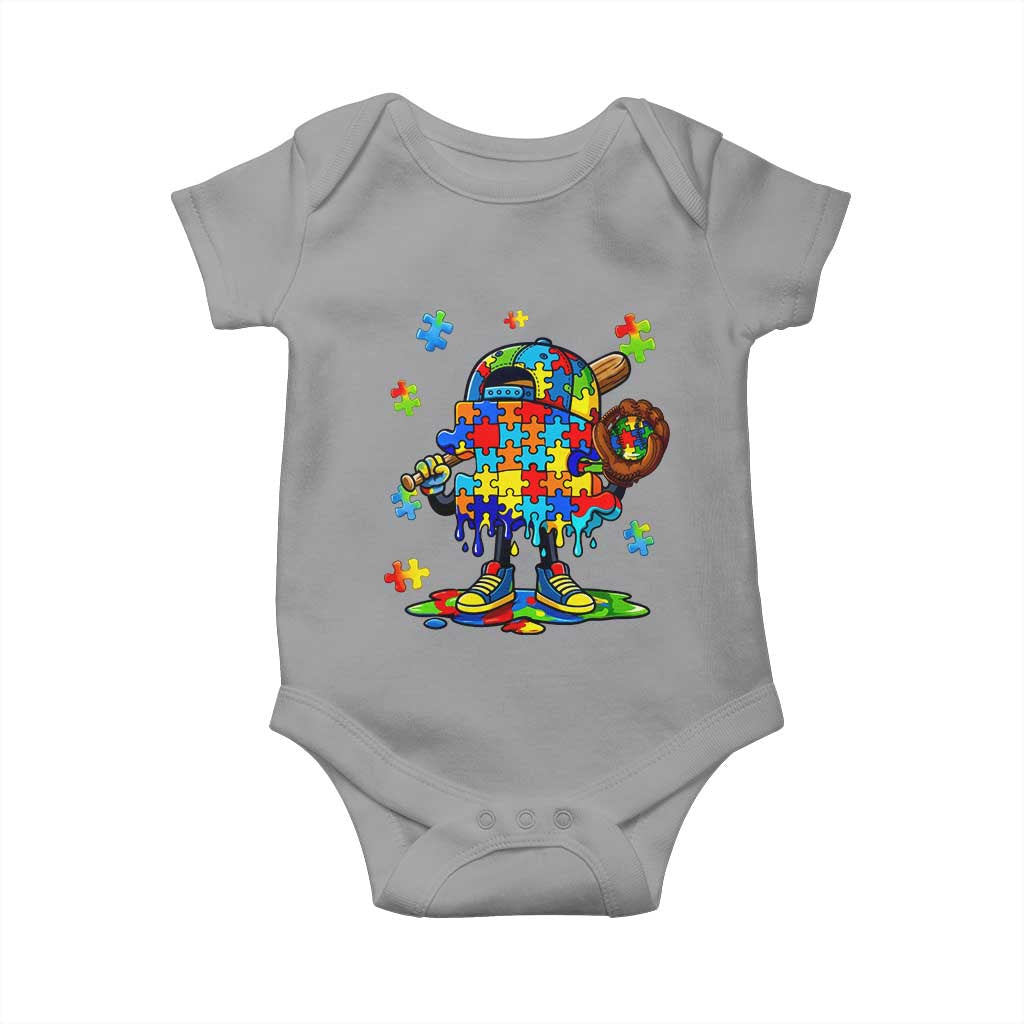 Autism Acceptance Baseball Baby Onesie Colorful Drip Graphic Neurodiversity Support TS12 Sport Gray Print Your Wear