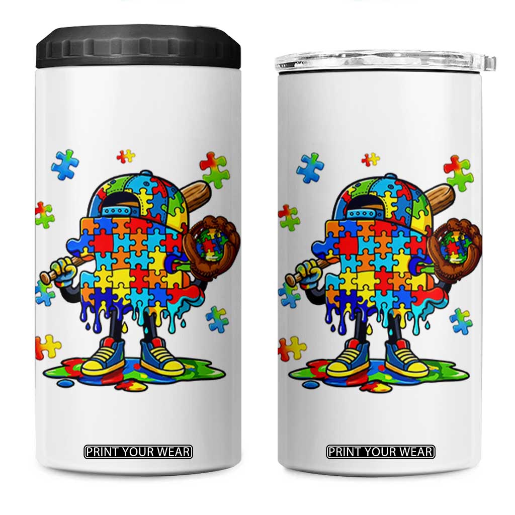 Autism Acceptance Baseball 4 in 1 Can Cooler Tumbler Colorful Drip Graphic Neurodiversity Support TS12 One Size: 16 oz White Print Your Wear