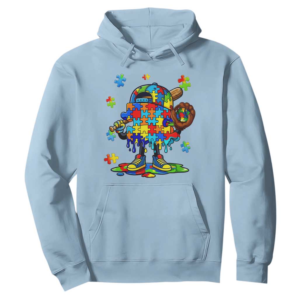 Autism Acceptance Baseball Hoodie Colorful Drip Graphic Neurodiversity Support TS12 Light Blue Print Your Wear