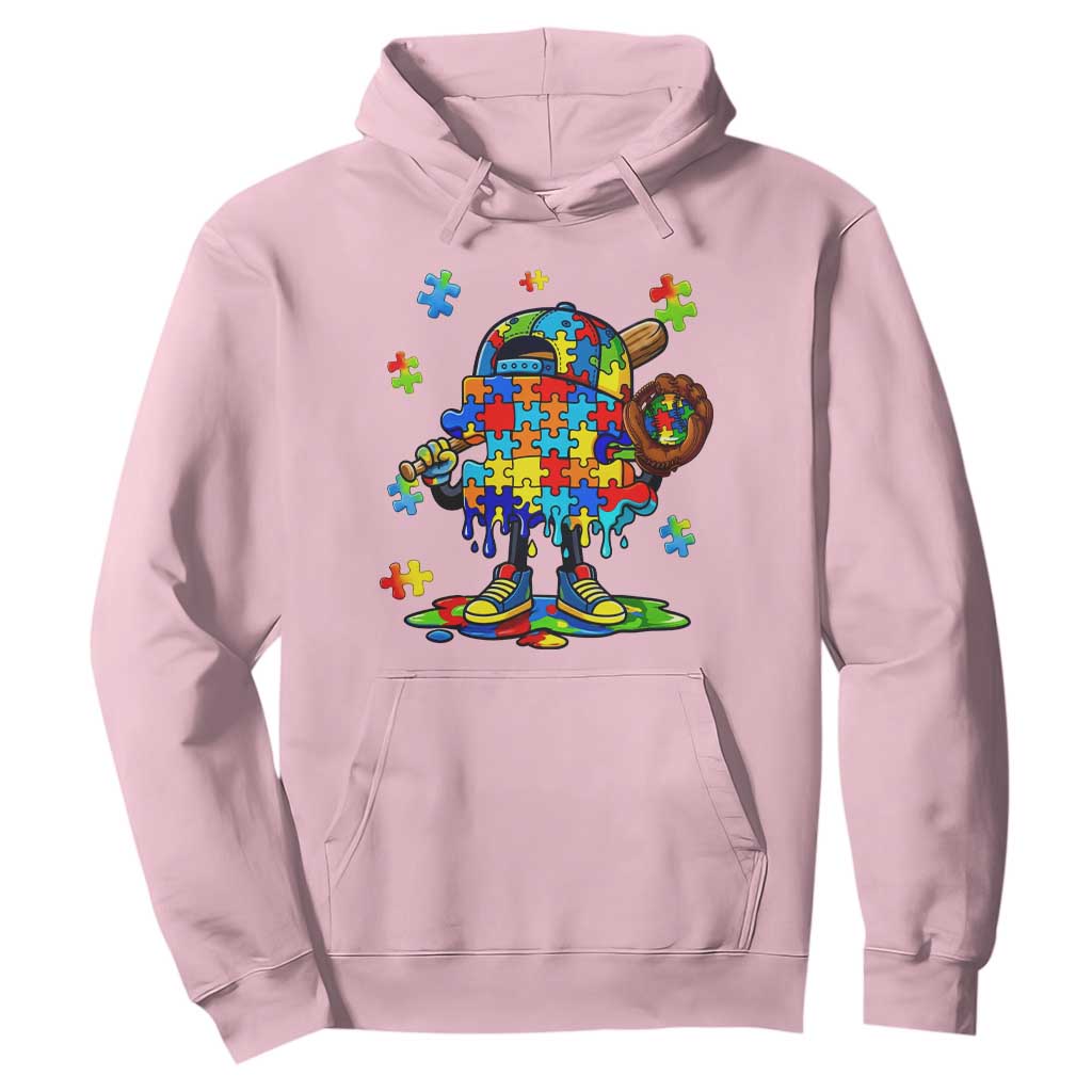 Autism Acceptance Baseball Hoodie Colorful Drip Graphic Neurodiversity Support TS12 Light Pink Print Your Wear