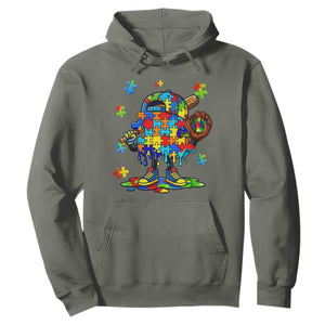 Autism Acceptance Baseball Hoodie Colorful Drip Graphic Neurodiversity Support TS12 Military Green Print Your Wear