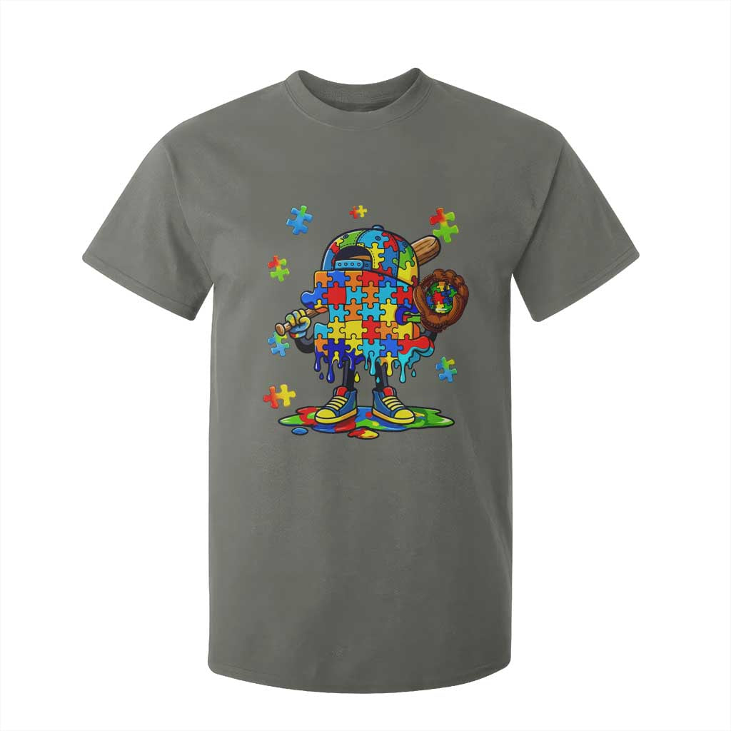 Autism Acceptance Baseball T Shirt For Kid Colorful Drip Graphic Neurodiversity Support TS12 Military Green Print Your Wear