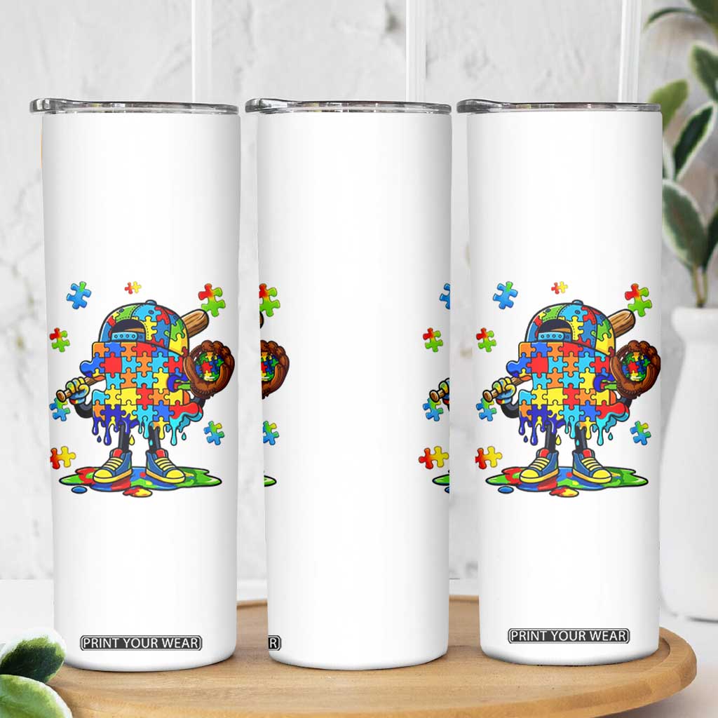 Autism Acceptance Baseball Skinny Tumbler Colorful Drip Graphic Neurodiversity Support TS12 Print Your Wear