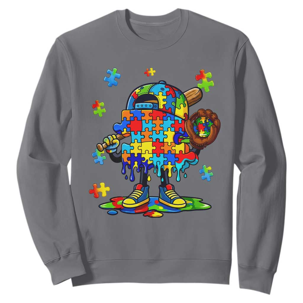 Autism Acceptance Baseball Sweatshirt Colorful Drip Graphic Neurodiversity Support TS12 Charcoal Print Your Wear