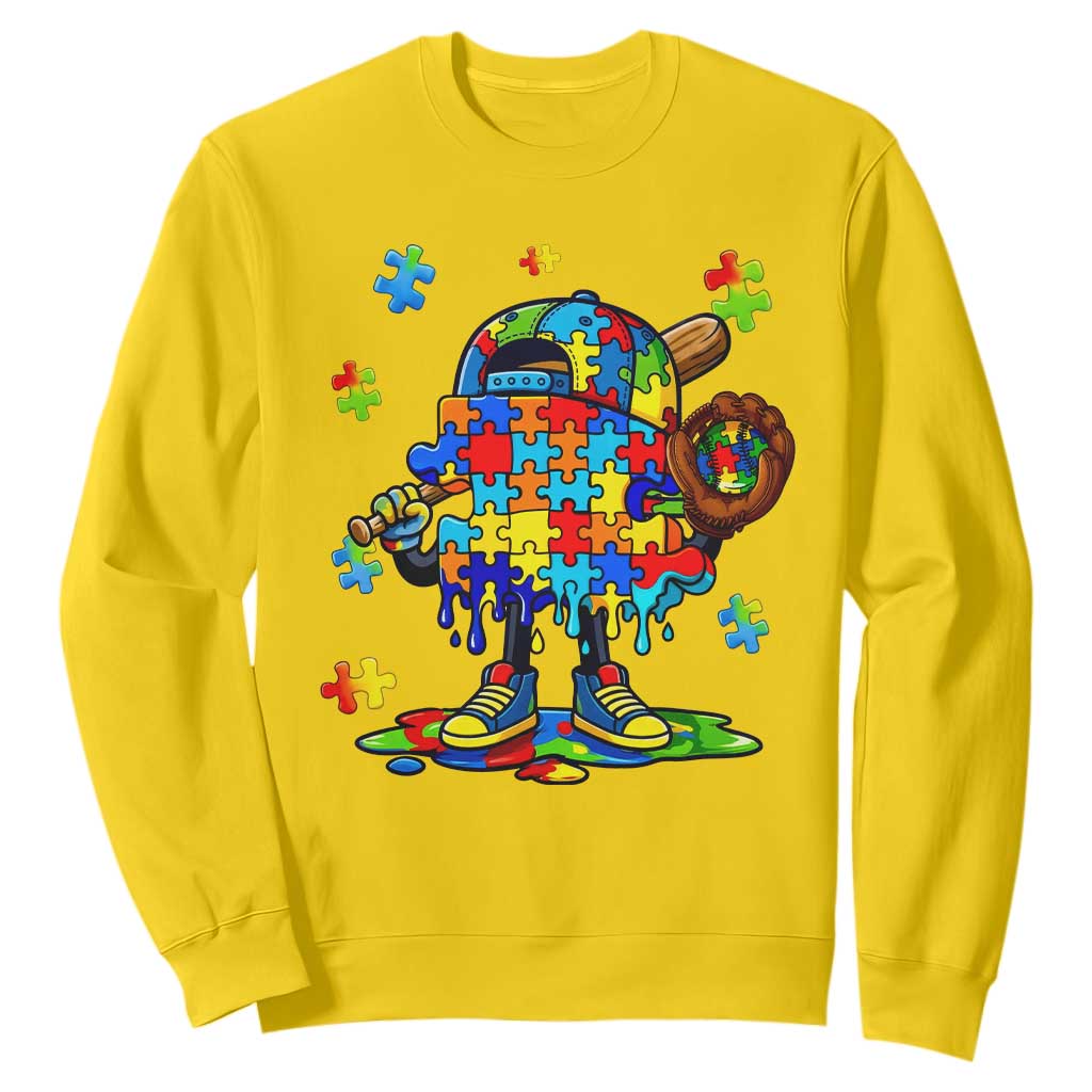 Autism Acceptance Baseball Sweatshirt Colorful Drip Graphic Neurodiversity Support TS12 Daisy Print Your Wear