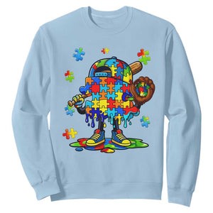 Autism Acceptance Baseball Sweatshirt Colorful Drip Graphic Neurodiversity Support TS12 Light Blue Print Your Wear