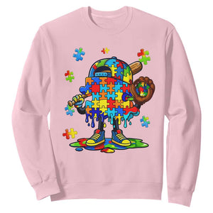 Autism Acceptance Baseball Sweatshirt Colorful Drip Graphic Neurodiversity Support TS12 Light Pink Print Your Wear