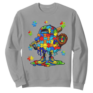 Autism Acceptance Baseball Sweatshirt Colorful Drip Graphic Neurodiversity Support TS12 Sport Gray Print Your Wear