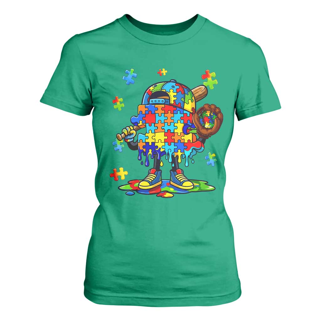 Autism Acceptance Baseball T Shirt For Women Colorful Drip Graphic Neurodiversity Support TS12 Irish Green Print Your Wear