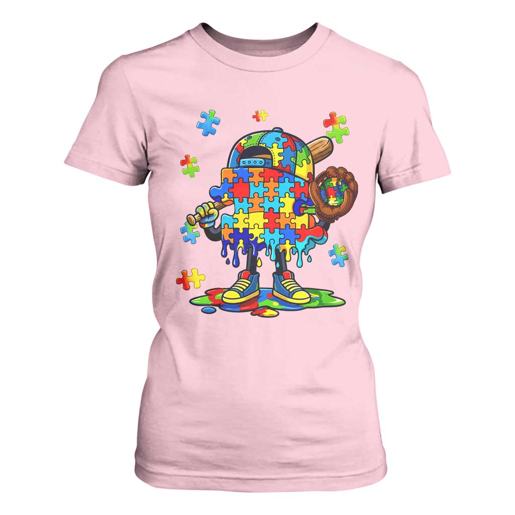 Autism Acceptance Baseball T Shirt For Women Colorful Drip Graphic Neurodiversity Support TS12 Light Pink Print Your Wear