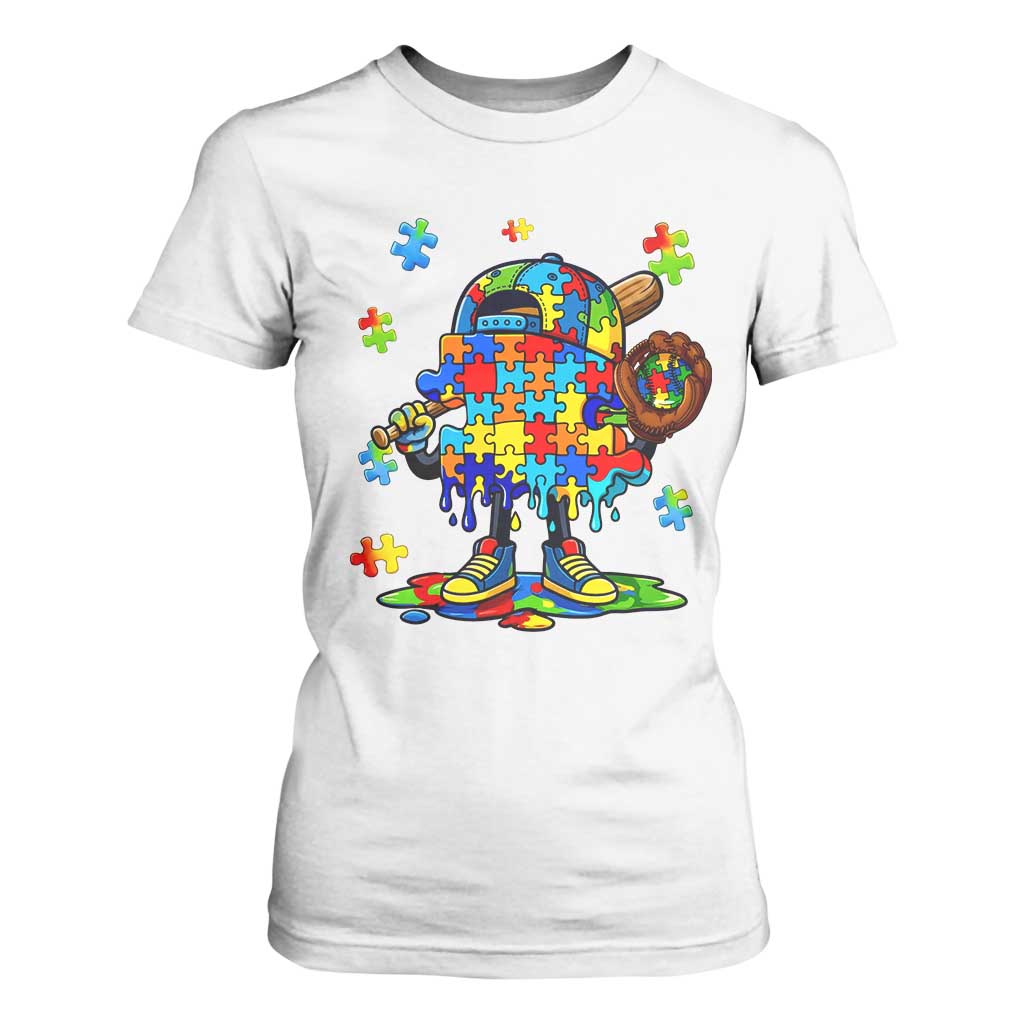 Autism Acceptance Baseball T Shirt For Women Colorful Drip Graphic Neurodiversity Support TS12 White Print Your Wear