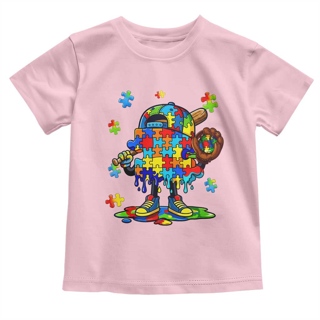 Autism Acceptance Baseball Toddler T Shirt Colorful Drip Graphic Neurodiversity Support TS12 Light Pink Print Your Wear