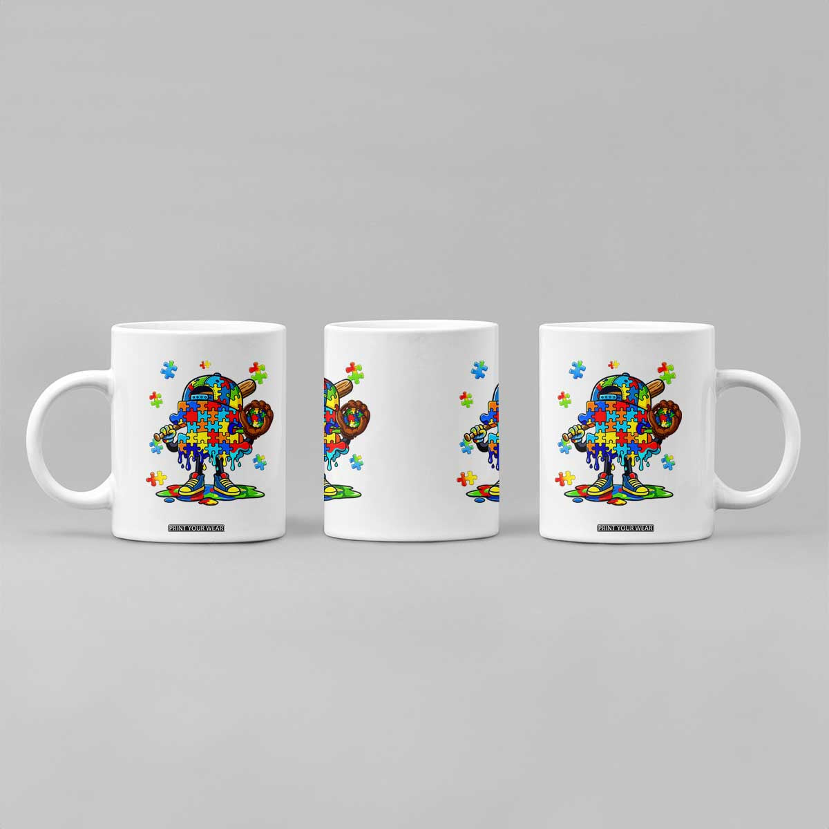 Autism Acceptance Baseball Coffee Mug Colorful Drip Graphic Neurodiversity Support TS12 Print Your Wear