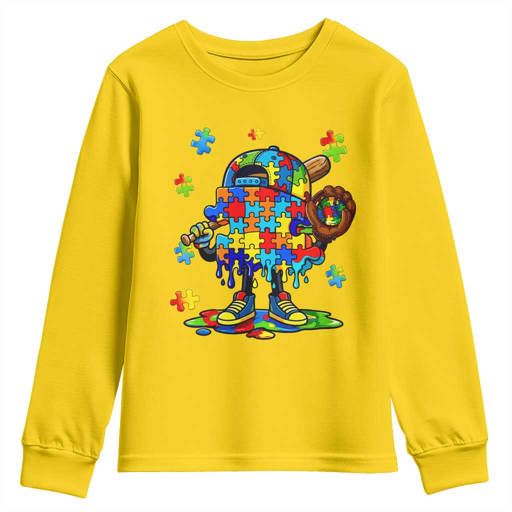 Autism Acceptance Baseball Youth Sweatshirt Colorful Drip Graphic Neurodiversity Support TS12 Daisy Print Your Wear