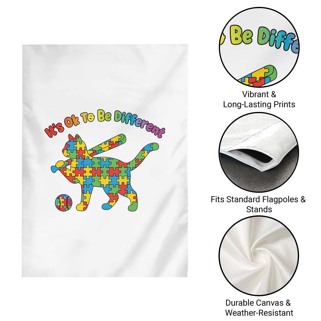 Autism Acceptance Baseball Cat Garden Flag It Is Ok To Be Different TS12 Print Your Wear