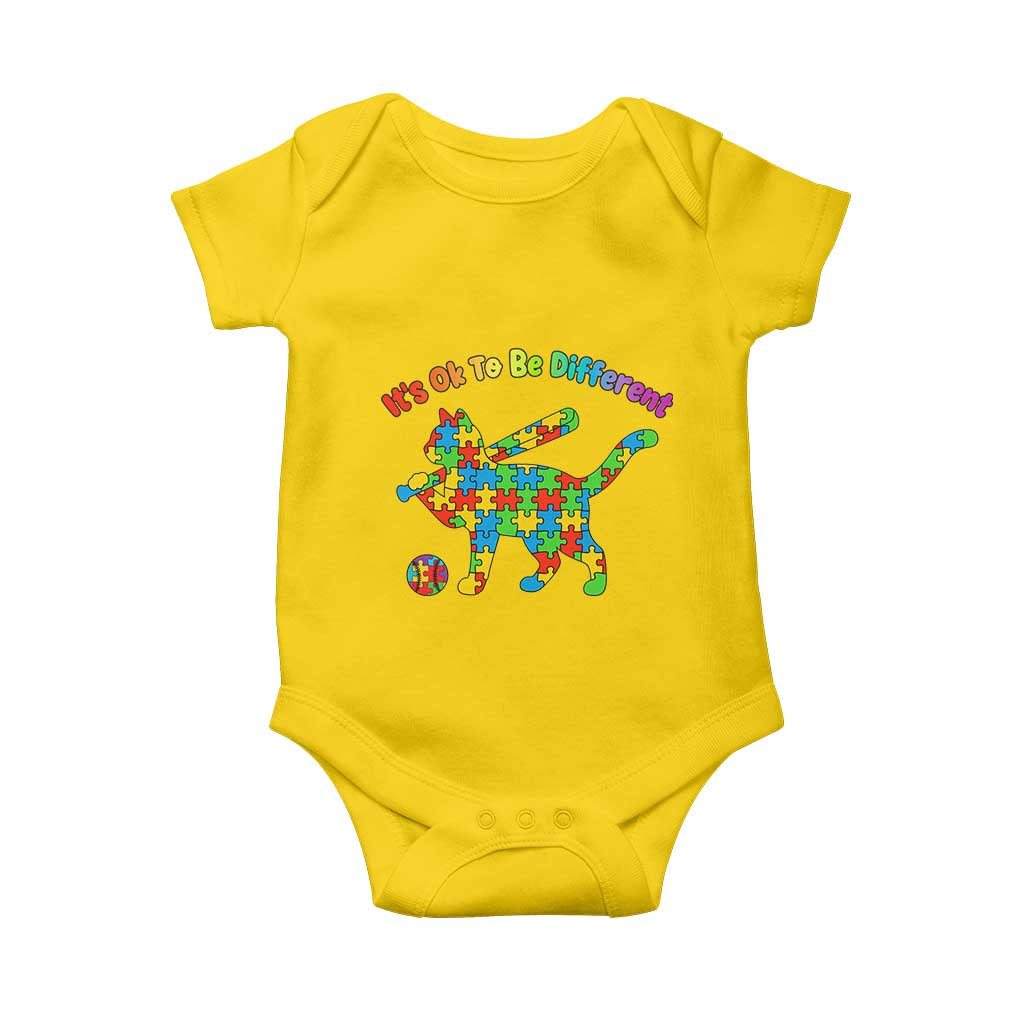 Autism Acceptance Baseball Cat Baby Onesie It Is Ok To Be Different TS12 Daisy Print Your Wear
