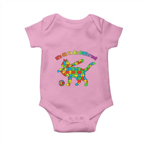 Autism Acceptance Baseball Cat Baby Onesie It Is Ok To Be Different TS12 Light Pink Print Your Wear