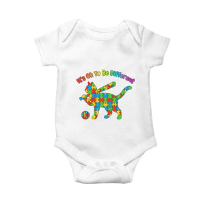 Autism Acceptance Baseball Cat Baby Onesie It Is Ok To Be Different TS12 White Print Your Wear