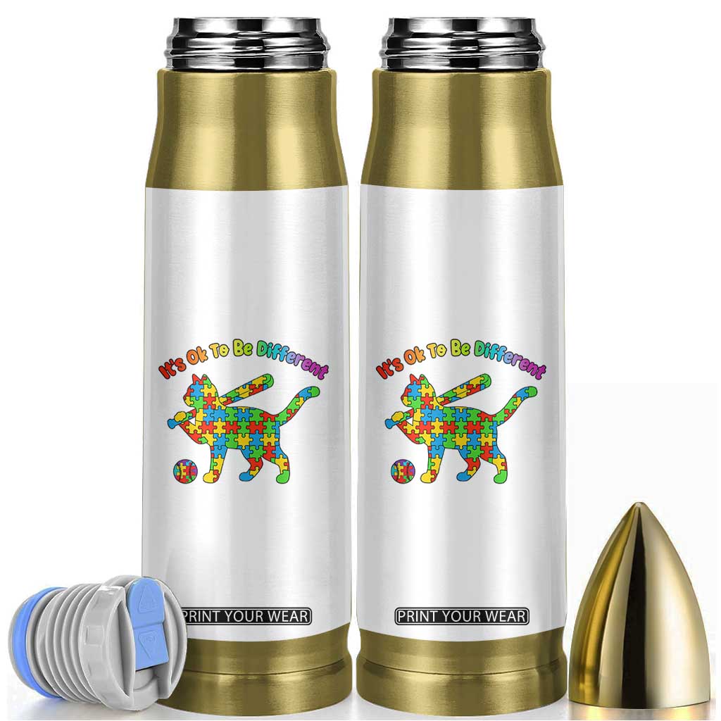 Autism Acceptance Baseball Cat Bullet Tumbler It Is Ok To Be Different TS12 White Print Your Wear