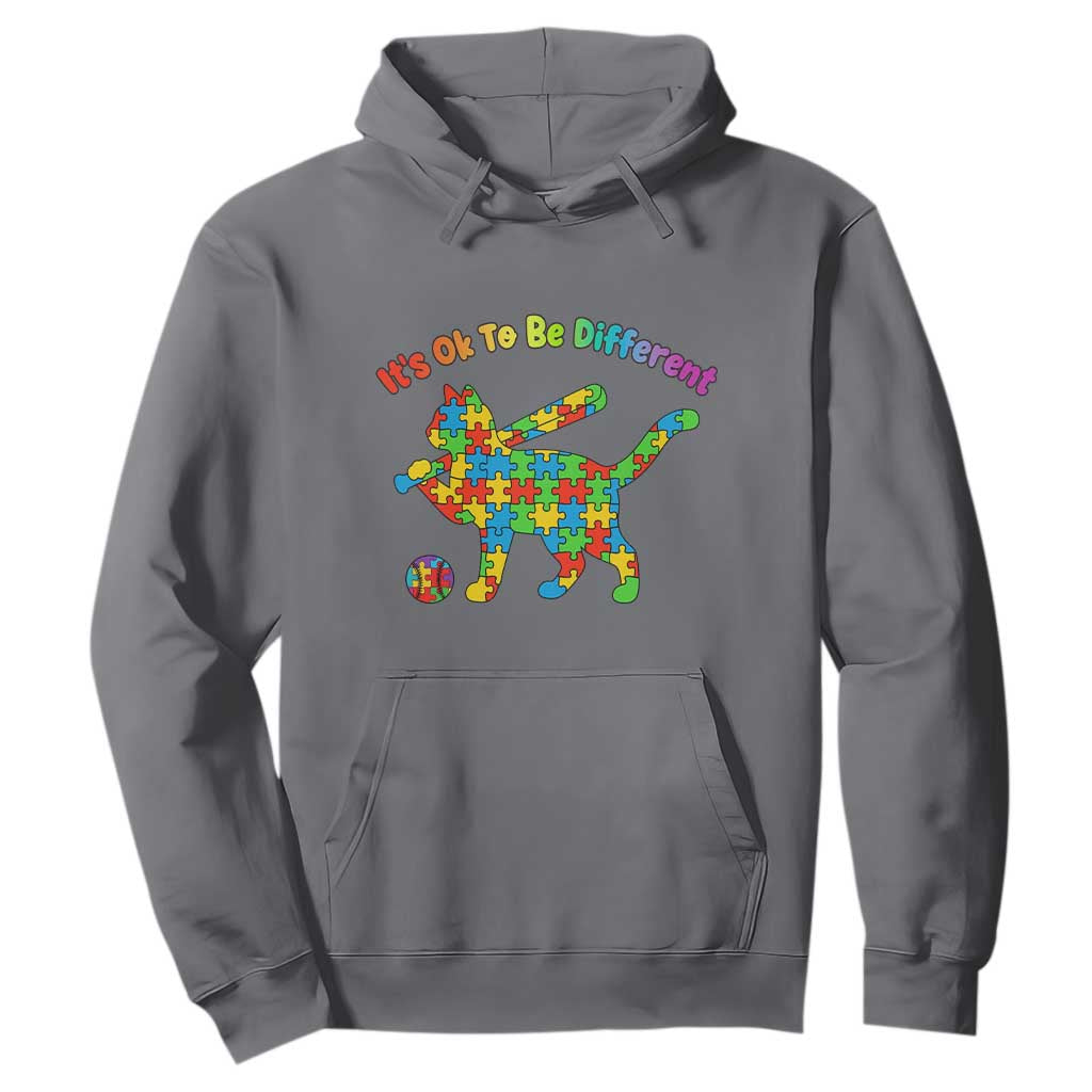 Autism Acceptance Baseball Cat Hoodie It Is Ok To Be Different TS12 Charcoal Print Your Wear