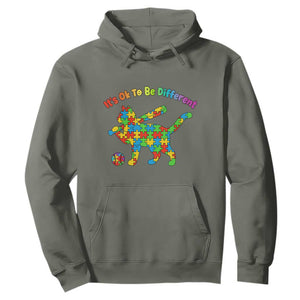 Autism Acceptance Baseball Cat Hoodie It Is Ok To Be Different TS12 Military Green Print Your Wear