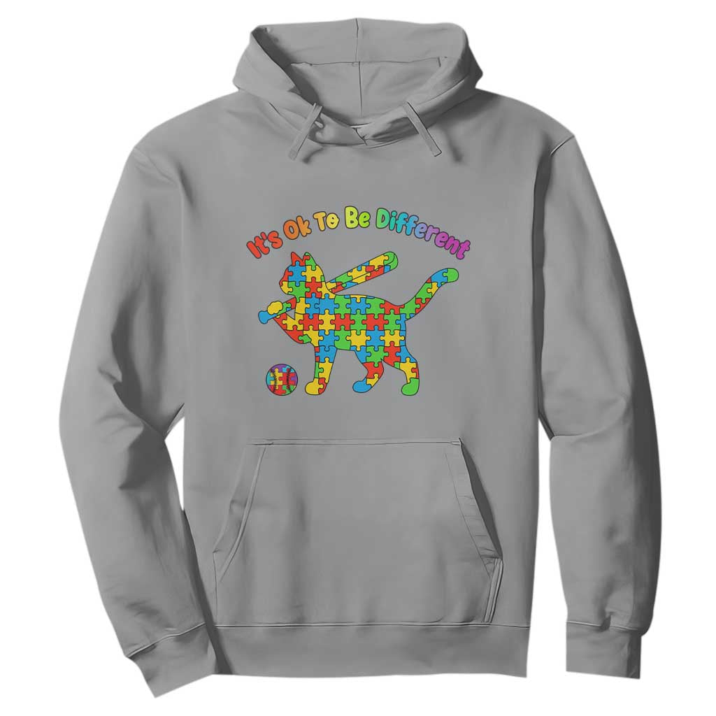 Autism Acceptance Baseball Cat Hoodie It Is Ok To Be Different TS12 Sport Gray Print Your Wear