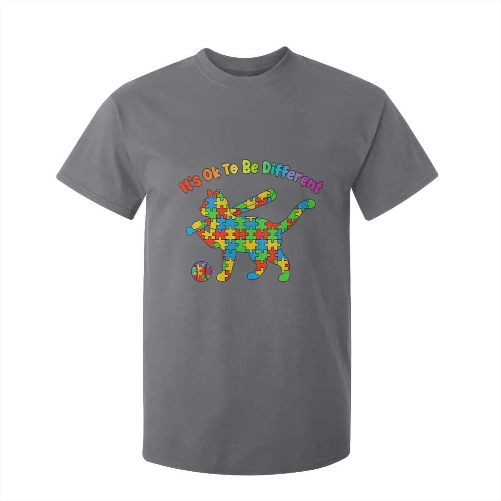 Autism Acceptance Baseball Cat T Shirt For Kid It Is Ok To Be Different TS12 Charcoal Print Your Wear