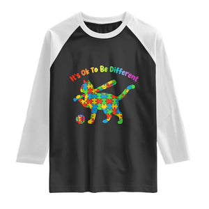 Autism Acceptance Baseball Cat Raglan Shirt It Is Ok To Be Different TS12 Black White Print Your Wear
