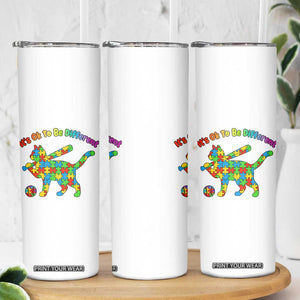 Autism Acceptance Baseball Cat Skinny Tumbler It Is Ok To Be Different TS12 Print Your Wear