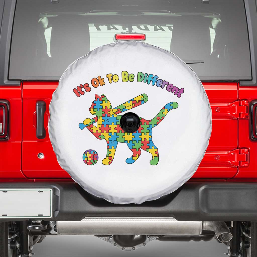 Autism Acceptance Baseball Cat Spare Tire Cover It Is Ok To Be Different TS12 White Print Your Wear