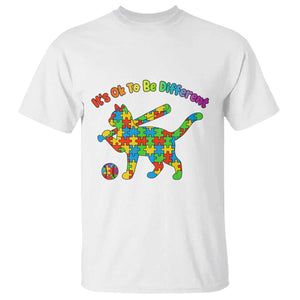 Autism Acceptance Baseball Cat T Shirt It Is Ok To Be Different TS12 White Print Your Wear
