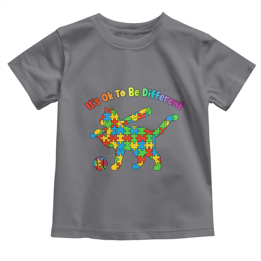 Autism Acceptance Baseball Cat Toddler T Shirt It Is Ok To Be Different TS12 Charcoal Print Your Wear