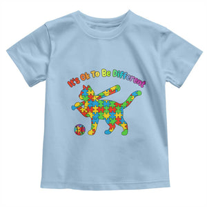 Autism Acceptance Baseball Cat Toddler T Shirt It Is Ok To Be Different TS12 Light Blue Print Your Wear