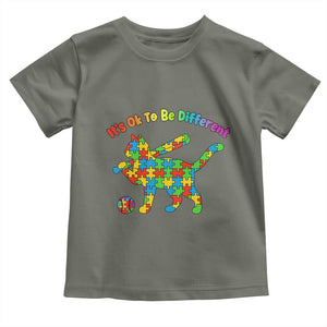 Autism Acceptance Baseball Cat Toddler T Shirt It Is Ok To Be Different TS12 Military Green Print Your Wear