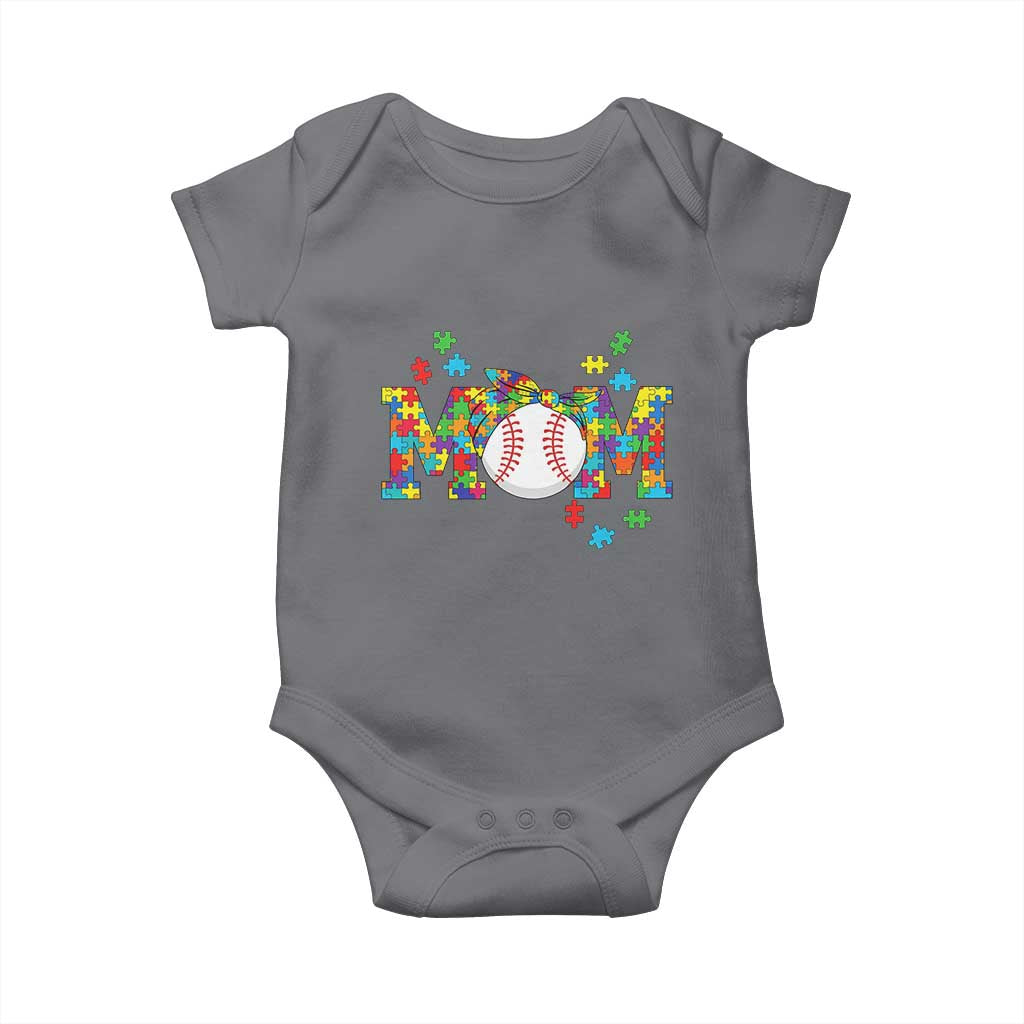 Autism Acceptance Baseball Mom Baby Onesie Proud Mom Inclusive Support Graphic TS12 Charcoal Print Your Wear